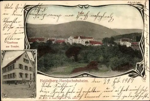 Jugendstil Ak Handschuhsheim Heidelberg am Neckar, Gasthaus zur Traube, Totalansicht
