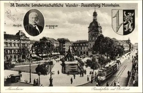 Wappen Ak Mannheim, 38. Dt. Landwirtschaftl. Wanderausstellung 1932, Paradeplatz, Rathaus, Max Eyth