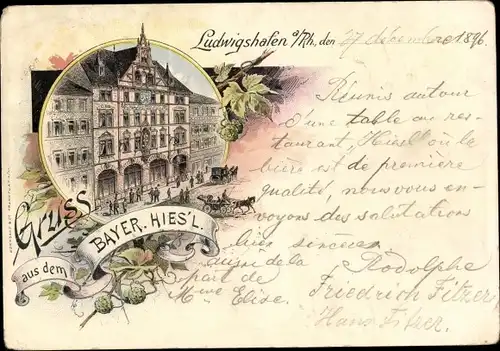 Litho Ludwigshafen am Rhein, Gasthaus Bayerisches Hies'l