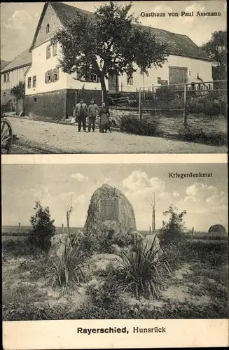 Ak Rayerschied im Hunsrück, Gasthaus, Kriegerdenkmal