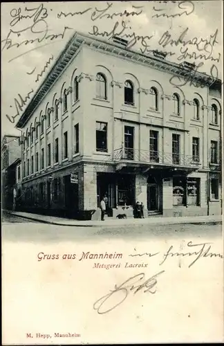 Ak Mannheim in Baden, Metzgerei Lacroix