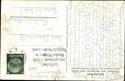 Ak Maximiliansau Wörth am Rhein, Restauration zum Anker, Schiffsbrücke, Rheinbrücke