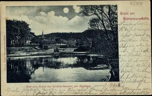 Mondschein Ak Georgsmarienhütte in Niedersachsen, Blick vom Gesellschaftshaus zum Rehlberge