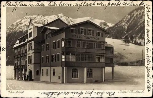 Ak Oberstdorf im Oberallgäu, Hotel Trettach, Winter