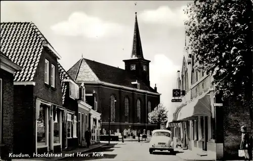 Ak Koudum Friesland Niederlande, Hoofdstraat, Herv. Kerk