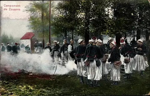 Ak Campement de Zouaves, französische Soldaten, Zuaven