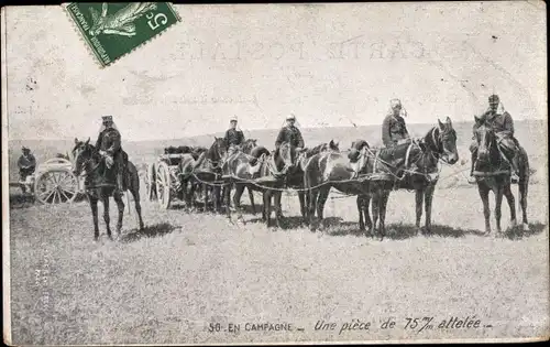Ak En Campagne, Une pièce de 75mm attelée, Artillerietransport