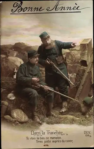 Ak Dans la Tranchee, französische Soldaten