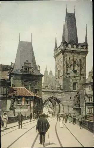 Ak Praha Prag Tschechien, Kleinseitner Brückenturm