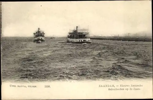 Ak Zaandam Zaanstad Nordholland, Nieuwe Zaansche Salonbooten op de Zaan