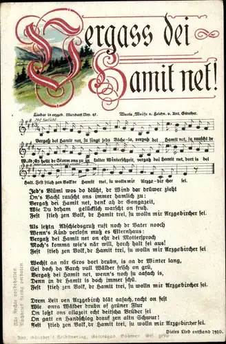 Lied Ak Günther, Anton, Erzgebirgische Mundart 47, Vergass dei Hamit net