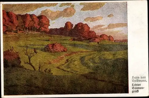 Künstler Ak Volkmann, H. von, Letzter Sonnengruß, Landschaft