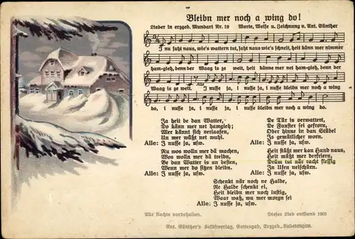 Lied Ak Günther, Anton, Erzgebirgische Mundart 19, Bleibn mer noch a wing do