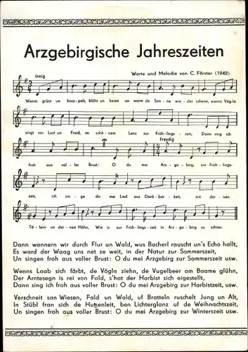 Lied Ak C. Förster, Arzgebirgische Jahreszeiten, Erzgebirge