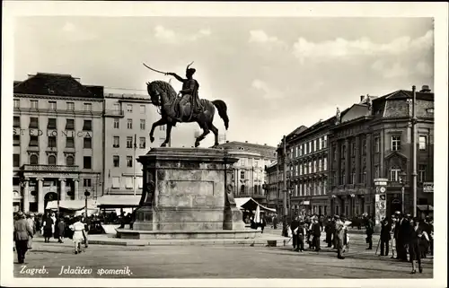 Ak Zagreb Kroatien, Jelacicev spomenik