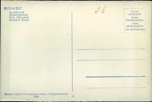 Ak Budapest Ungarn, Elisabethbrücke