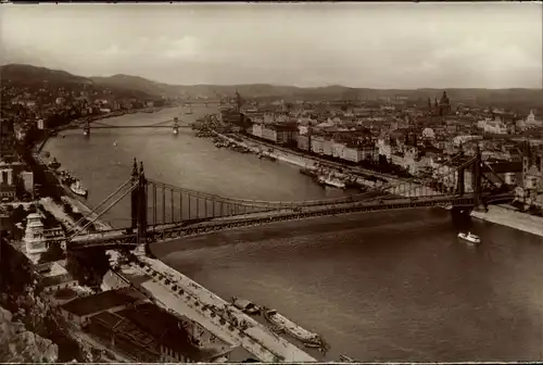Ak Budapest Ungarn, Elisabethbrücke, Donauansicht