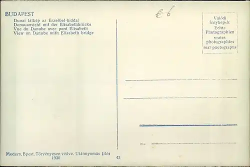 Ak Budapest Ungarn, Elisabethbrücke, Donauansicht