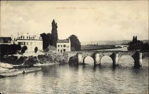 Ak Mantes la Jolie Yvelines, Le Vieux Pont