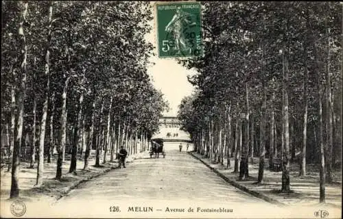 Ak Melun Seine et Marne, Avenue de Fontainebleau