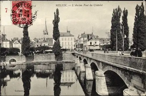 Ak Melun Seine et Marne, L'Ancien Pont du Chatelet