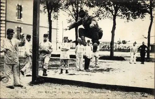 Ak Melun Seine et Marne, 31 de Ligne, Saut de Hauteur