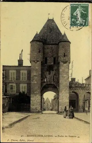 Ak Moret sur Loing Seine et Marne, Porte de Samois