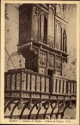 Ak Moret Seine et Marne, Interieur de l'Eglise, Tribune de l'Orgue