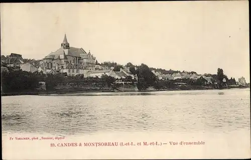 Ak Montsoreau Maine et Loire, Vue d'ensemble, Candes