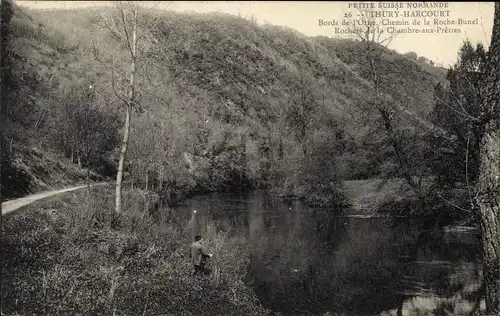 Ak Thury Harcourt Calvados, Bords de l'Orne, Chemin de la Roche Bunel