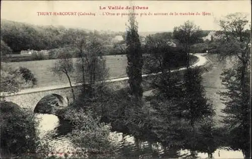 Ak Thury Harcourt Calvados, L'Orne, Panorama pris du sommet de la tranchee du Hom