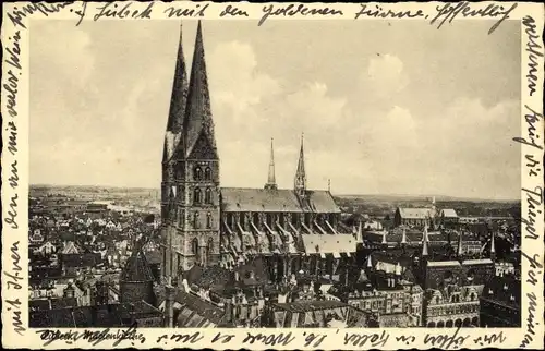 Ak Hansestadt Lübeck, Kirche, Teilansicht Stadt