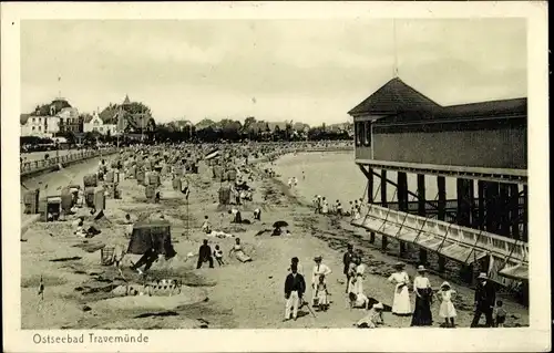 Ak Ostseebad Travemünde Lübeck, Strandpartie