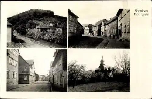 Ak  Geraberg in Thüringen, Teilansichten, Straßenpartie, Kirche