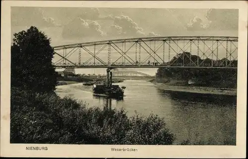 Ak Nienburg an der Weser, Weserbrücke