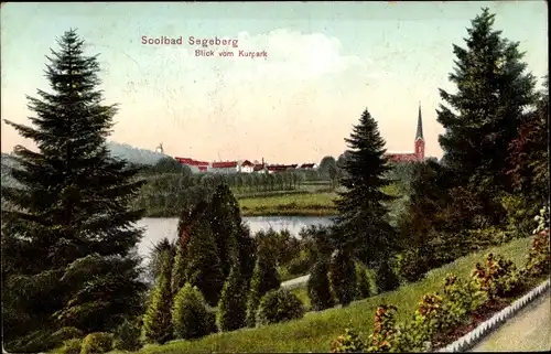 Ak Bad Segeberg, Blick vom Kurpark auf Umgebung, Kirche