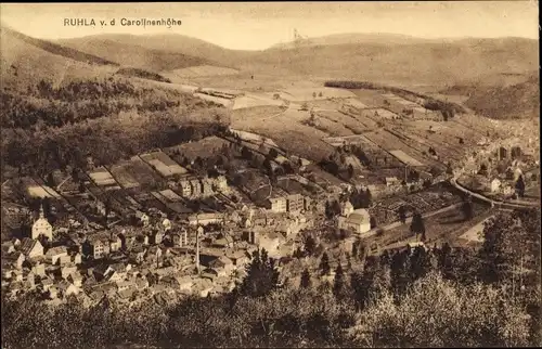 Ak Ruhla in Thüringen, Gesamtansicht, Blick v. Carolinenhöhe