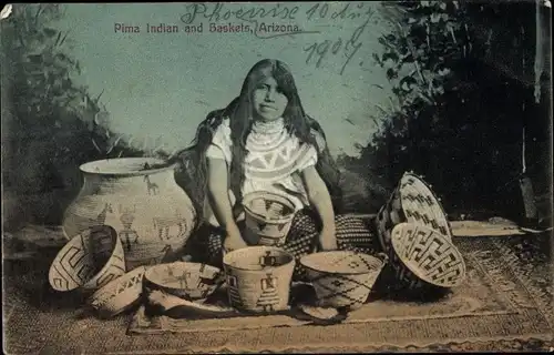 Ak Arizona USA, Pima Indian and Baskets