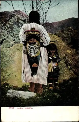 Ak Indian Squaw, carrying children