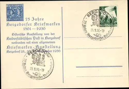 Ak Hamburg Bergedorf, 75 Jahre Bergedorfer Briefmarken 1936, Briefmarkenausstellung