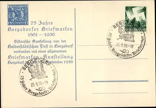 Ak Hamburg Bergedorf, 75 Jahre Bergedorfer Briefmarken 1936, Briefmarkenausstellung
