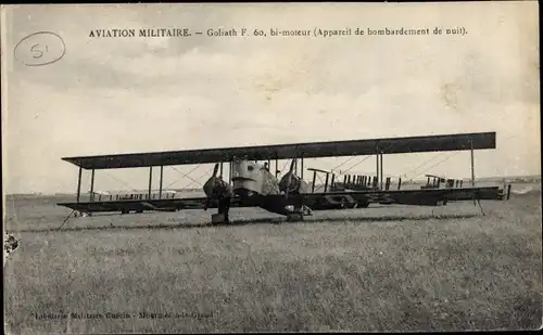 Ak Aviation Militaire, Goliath F 60, französisches Militärflugzeug, Doppeldecker