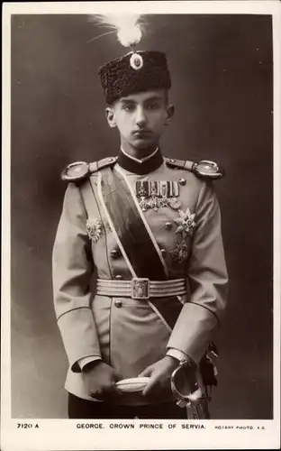 Ak Prinz Georg von Serbien, Portrait in Uniform, Orden