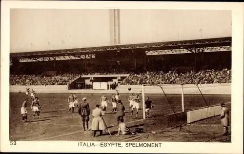 Ak Olympia 1928, Fußballspiel, Italien Ägypten