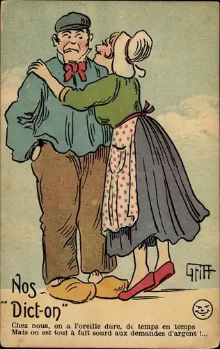 Künstler Ak Griff, Nos Dict-on, Paar in Trachten