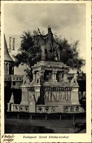 Ak Budapest Ungarn, St. Stephan-Denkmal