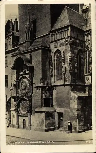 Ak Prag Praha, Staromestsky Orloj, Astronomische Uhr in der Altstadt