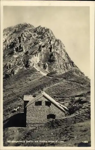 Ak Nördlingerhütte Tirol, Blick zur Reitherspitze