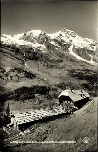 Ak Fusch an der Großglocknerstraße in Salzburg, Alpengasthaus Trauneralpe mit Wiesbachhorn