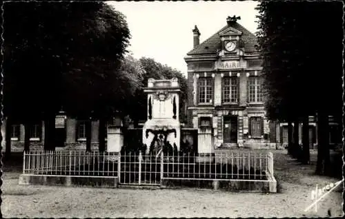 Ak Mantes la Ville Yvelines, La Mairie, Le Monument aux Morts, Les Ecoles